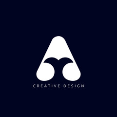 Letter A Whale Logo Design, Whale Incorporated Into Letter A Design Template