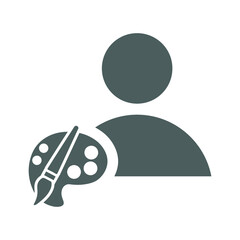 Art, artist icon. Gray vector graphics.