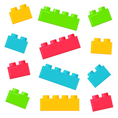 Building plastic toy bricks or child blocks construction flat cartoon illustration element isolated clipart building blocks, color jpg image jpeg icon illustration