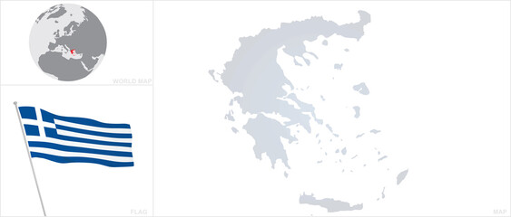 Obraz premium Greece map and flag. vector