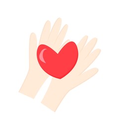 Two hands holding a heart. Simple drawing valentine's day, love, icon