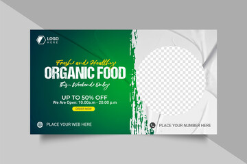 Organic food web banner social media banner post template design