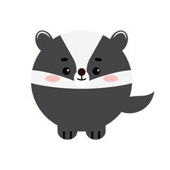 Circle badger forest animal face with paws icon isolated on white background. Cute cartoon round shape kawaii kids avatar character. Vector flat clip art illustration mobile ui game application.
