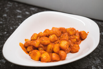 Delicious gnocchi made from potatoes in the Italian style are prepared