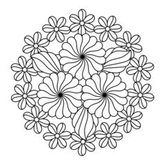 Mandala. Coloring book page , Doodle Linear art. Anti stress for adults and children for relaxing. Modern floral style, Hand drawn Decorative monochrome element for design.