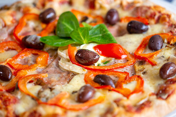 Pizza. Pizza delivery.
Brilliant juicy hot pizza. Pizza in the oven.
Margarita. hot food photography. Fast food. Home delivery. Favorite Italian food. Tasty food. Dinner. Pizza with olives. Cheese. 