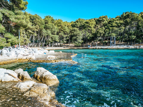 Kupali&scaron;te Bene beach at the Marjan Forest Park in Split, Croatia