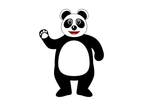 Cute panda bear cartoon isolated on white, vector illustration