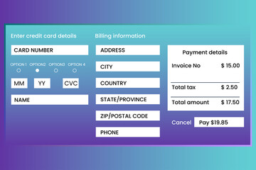 Online payment form, online digital invoice design vector
