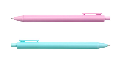 Ballpoint capillary pens isolated on white background, photo stacking