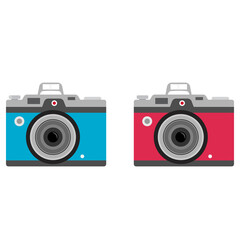 Photo camera icon isolated on white background, photocamera pictogram, red camera flat modern design in outline linear thin line style, photo camera image jpeg illustration jpg image 
