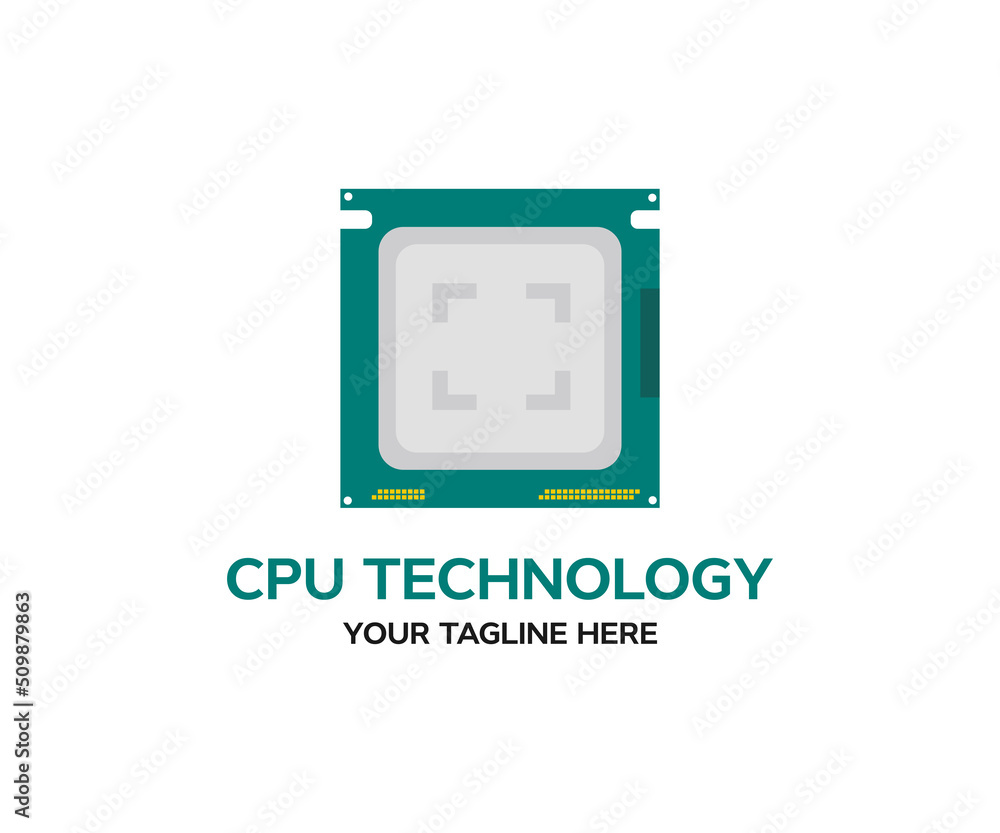 Poster central computer processors cpu concept logo design. computer part. concept of futuristic technology