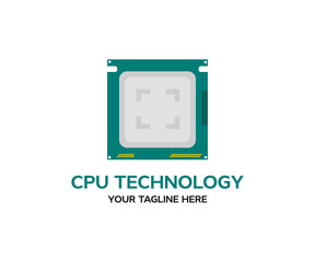 Central Computer Processors CPU concept logo design. Computer part. Concept of futuristic technology. Advanced Technology Concept with Microchip vector design and illustration.