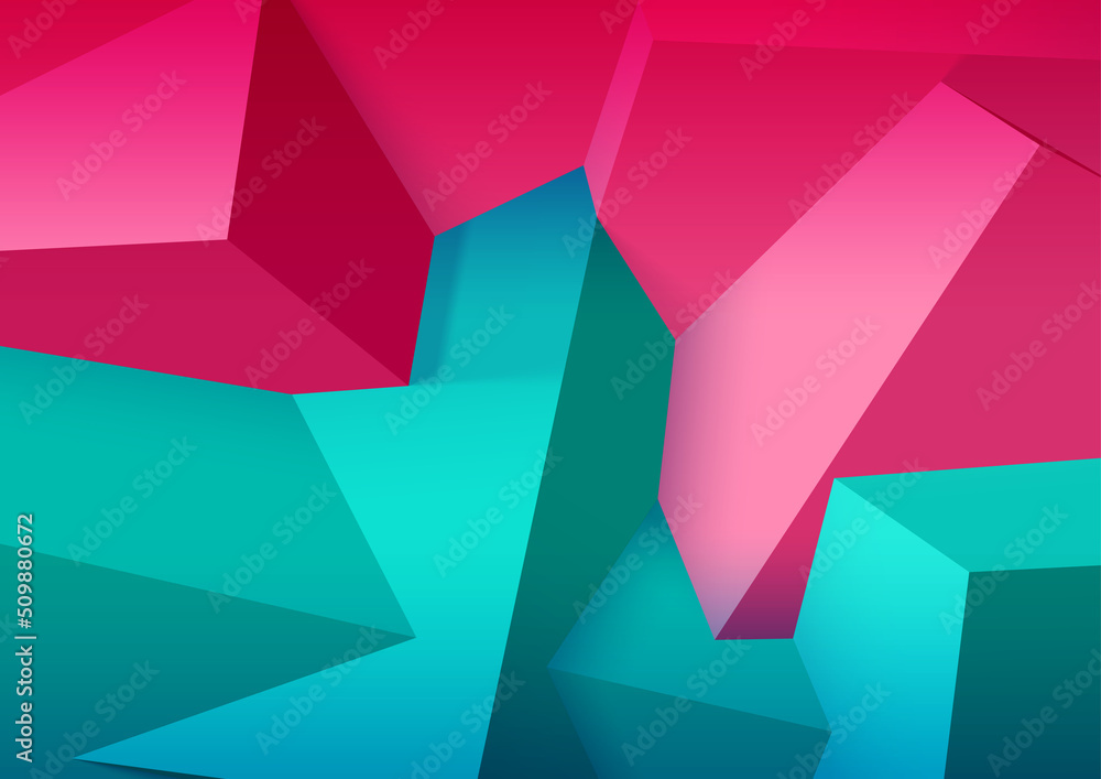 Poster Abstract background with realistic colorful cubes. Trendy 3D background with wall of shapes.