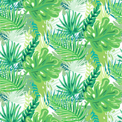 Fototapeta na wymiar Jungle tree green leaf seamless pattern vector