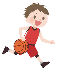 Obraz premium バスケットボールをする少年