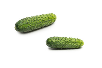 Fresh green cucomber isolated on white background.