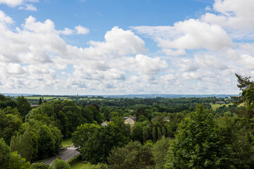 Fototapeta na wymiar Vue sur la Forêt d'Andaine depuis le Parc du Château de la Roche-Bagnoles