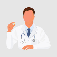 Vector of medicine icons doctor. Image of a doctor man with a stethoscope. Illustration of a Medic doctor avatar in a flat style.
