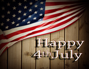 Happy 4th July flag on wall