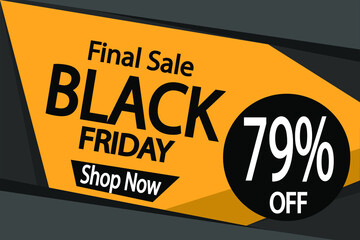 79% off black friday. Banner 79% discount para promoção final in black.