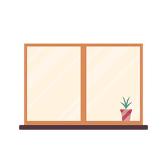 Wooden window vector. Traditional wooden window isolated. Cartoon vector window - element of architecture and interior design.