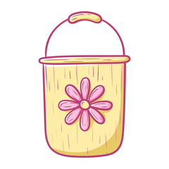 Baby toy vector bucket, cute isolated doodle illustration.