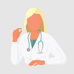 Vector of medicine icons doctor. Image of a doctor woman with a stethoscope. Illustration of a Medic doctor avatar in a flat style. 