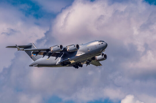 Kecskem&eacute;t, Hungary - August 29th, 2010: Take-off C-17 military cargo aircraft during the International Air Show of Kecskem&eacute;t, Hungary.
