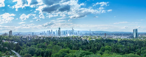 Foto auf Glas Frankfurt urban skyline, view from Goethe Tower © Tobias
