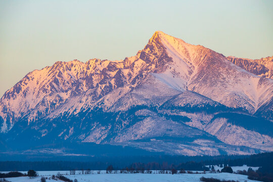 Krivan mountain during sunset in High Tatras, Slovakia