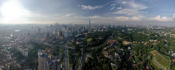 Zelfklevend Fotobehang Panoramic of modern Skyscraper at Kuala Lumpur, Malaysia in the morning © faizzaki