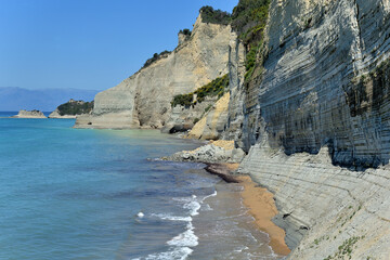 THE WILD BEACH OF PEROULADES ON THE ISLAND OF CORFU IN GREECE