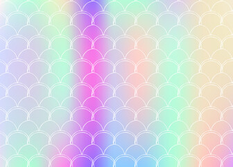 Holographic scale background with gradient mermaid.