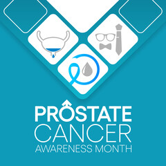 Prostate Cancer awareness month is observed every year during September, it is marked by an uncontrolled (malignant) growth of cells in the prostate gland. Vector illustration