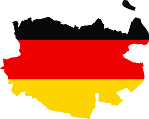 Obraz premium Simple flat blank vector flag map of the German regional capital city of KASSEL within the flag of GERMANY