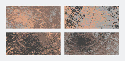 Set or rusty grunge texture horizontal banner backgrounds. Abstract colored grungy patterns.