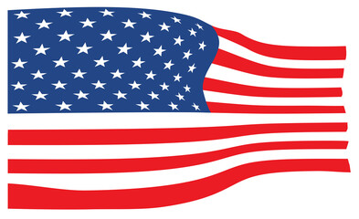 Fototapeta premium Vector-American Flag in the Wind