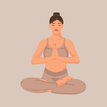 Lotus pose/assan illustration of a woman doing yoga. 