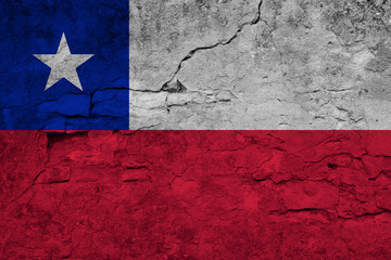 Patriotic cracked wall background in colors of national flag. Chile
