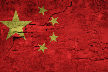Patriotic cracked wall background in colors of national flag. China