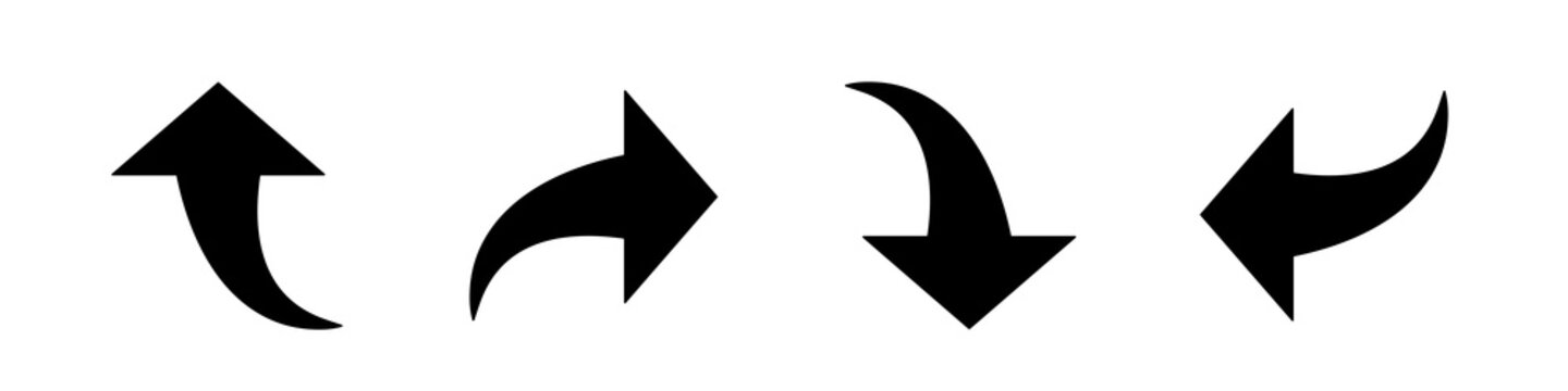 recommend clip art: Black arrows. Arrows pointing in different directions. Vector set isolated on white background.