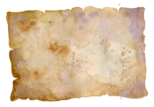 A sheet of antique parchment painted in watercolor. Watercolor background for presentations, congratulations