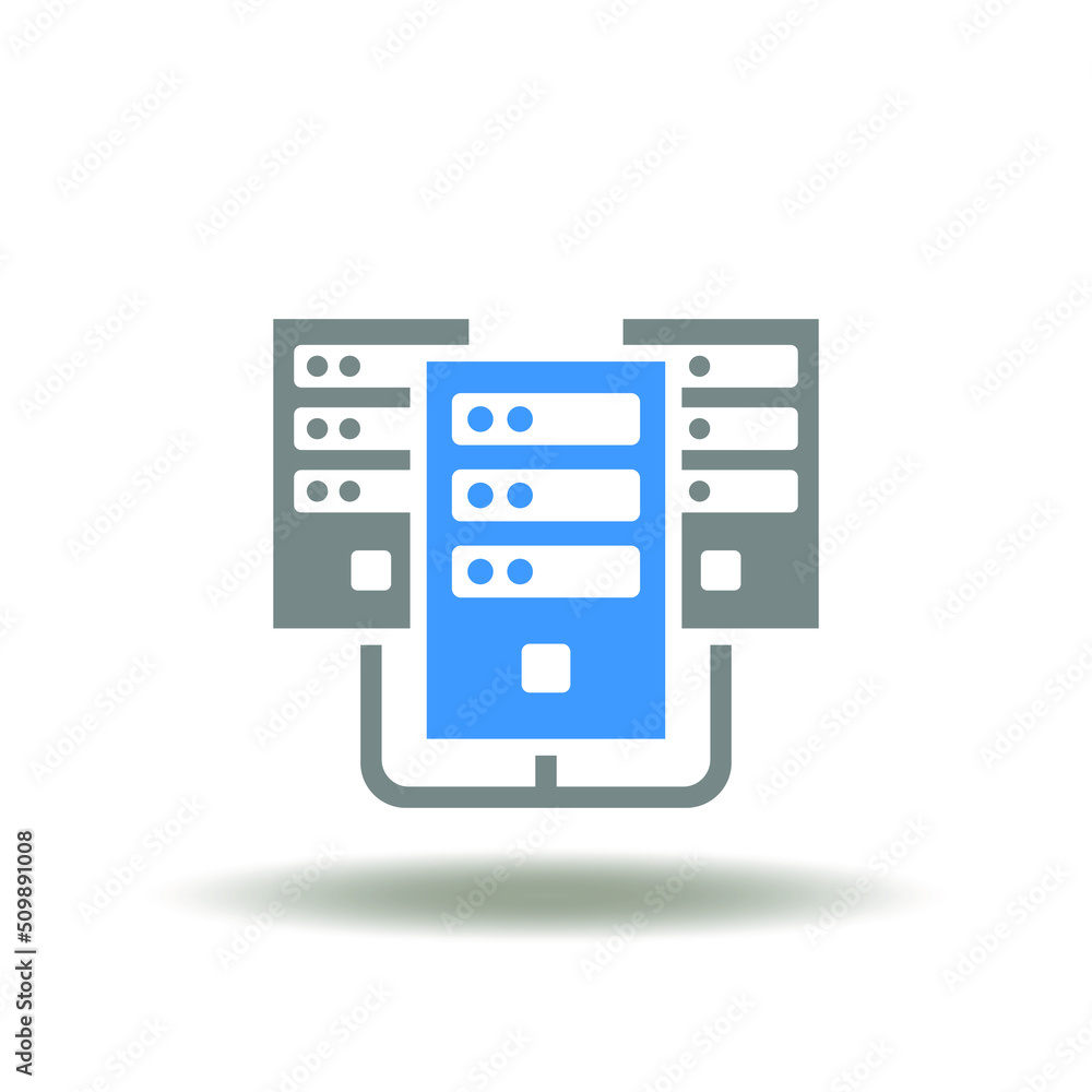 Poster vector illustration of server network. icon of data base. symbol of big data. sign of server room in