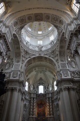 Obraz premium Munich, Bavaria, Germany - 08.07.2021: Interior of the baroque THEATINERKIRCHE (Theatine Church) in Munich