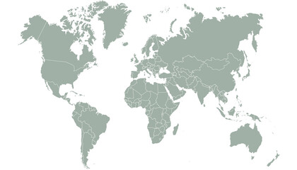 Fototapeta na wymiar World map. Color vector modern. Silhouette map. 