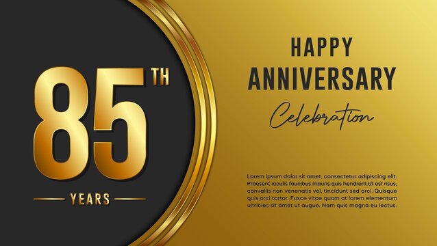 85th anniversary logo with gold color for booklets, leaflets, magazines, brochure posters, banners, web, invitations or greeting cards. Vector illustration.