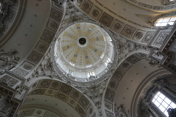 Obraz premium Munich, Bavaria, Germany - 08.07.2021: Interior of the baroque THEATINERKIRCHE (Theatine Church) in Munich