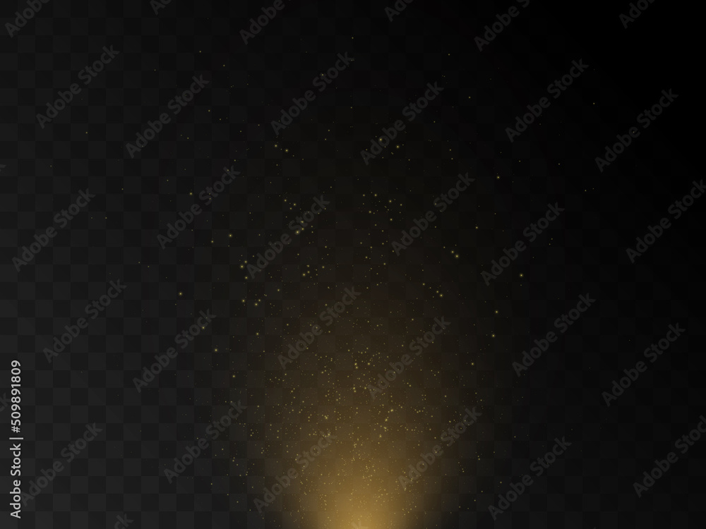 Aufkleber stage light and golden glitter with the effect of golden rays and falling sparkling dust. abstract g