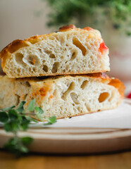 italy bread focaccia with Cherry tomatoes homemade